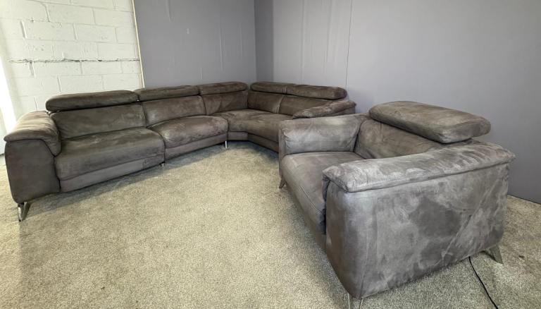 Grey DFS Thaiti Corner sofa & matching armchair electric recliner set DELIVERY AVAILABLE!