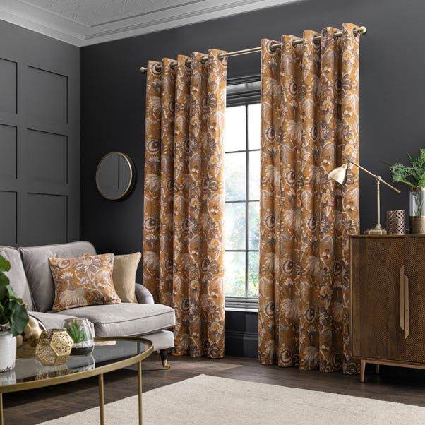 NEW RAFAELA OLD GOLD CURTAINS, DUNELM, TOP QUALITY. SEE ADVERT