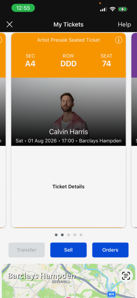 Calvin Harris Concert Ticket – Barclays Hampden, 1st Aug 2026