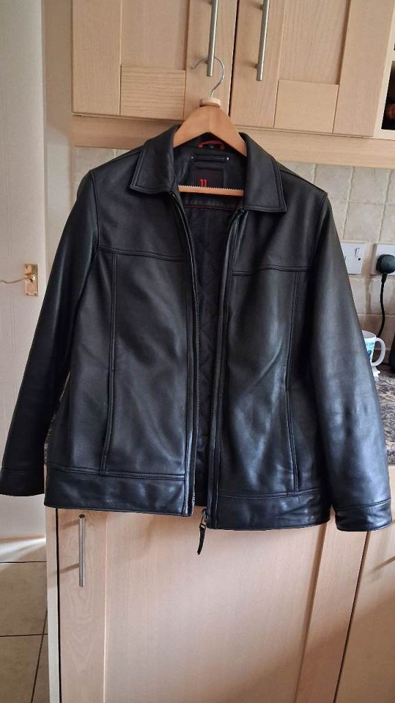 Genuine leather mens jacket black