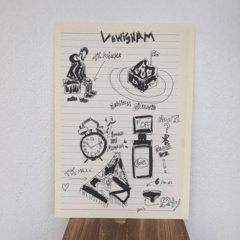 Original hand-drawn pen on paper 'Day out in Lewisham Centre' #handdrawn #penonpaper 