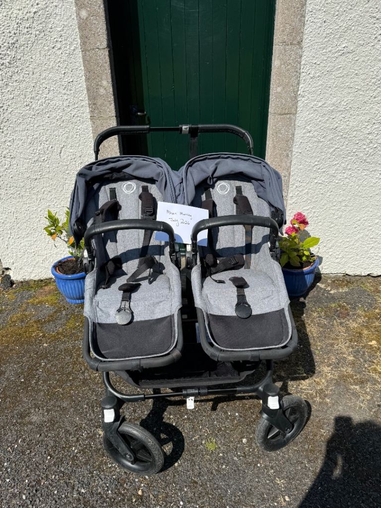 Bugaboo Donkey 5 twin pram pushchair travel system car adapter grey blue 