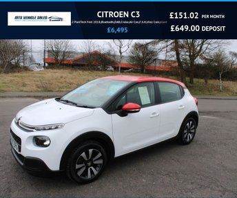 CITROEN C3 1.2 PureTech Feel 2018,Diamond Cut Alloys,Bluetooth,DAB,Cruise.A/Con,F.S.H,Ulez Compliant