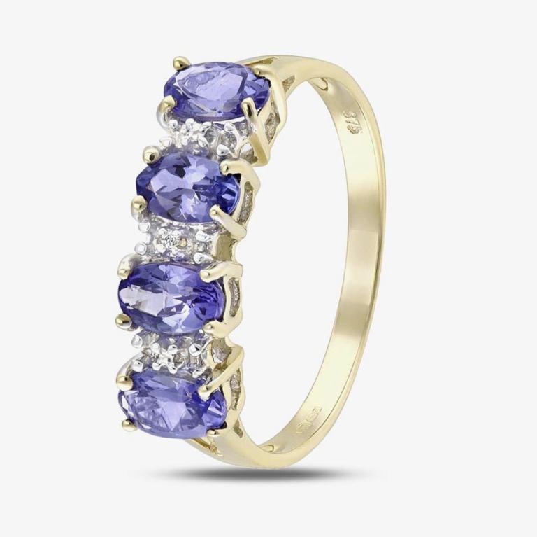 9ct Yellow Gold Tanzanite & Diamond Half Eternity Ring R07494Y TANZ