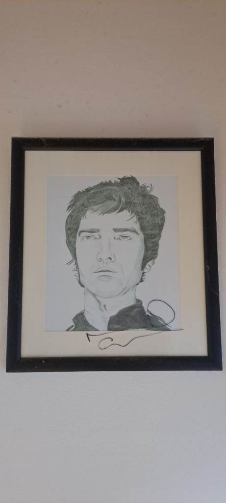 Signed Noel Gallagher framed drawing