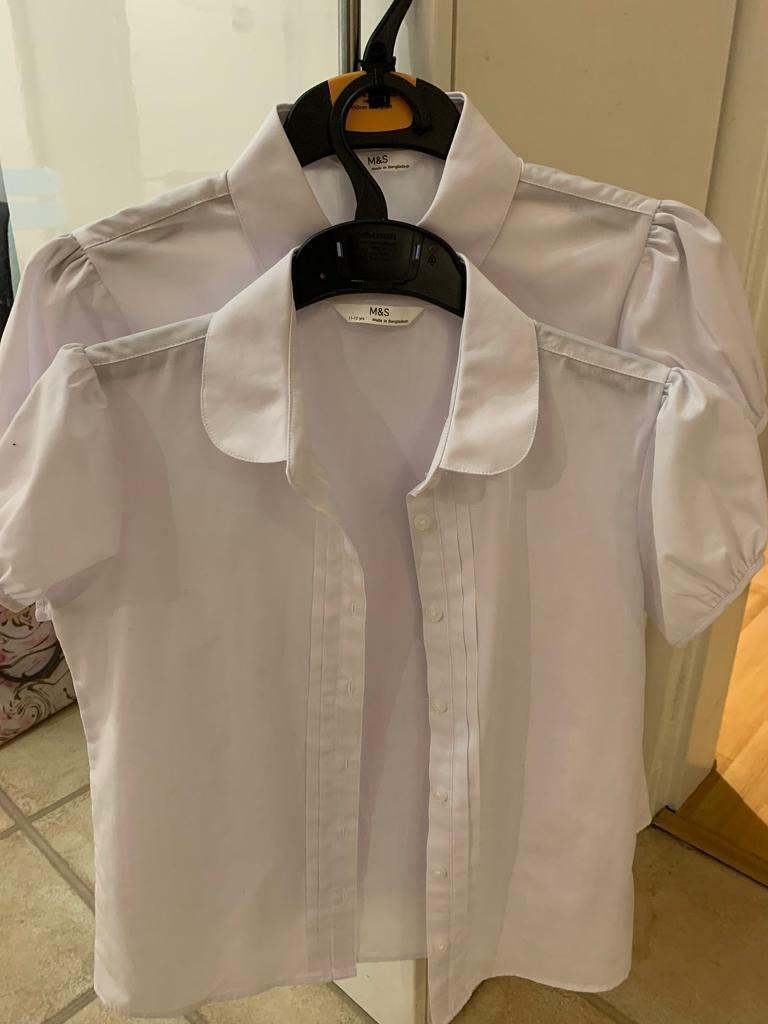 Brand new 2pk Girls school girl Shirts M&S 11-12 yrs