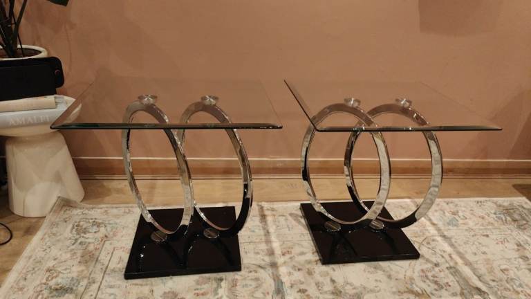 Glass and chrome tables