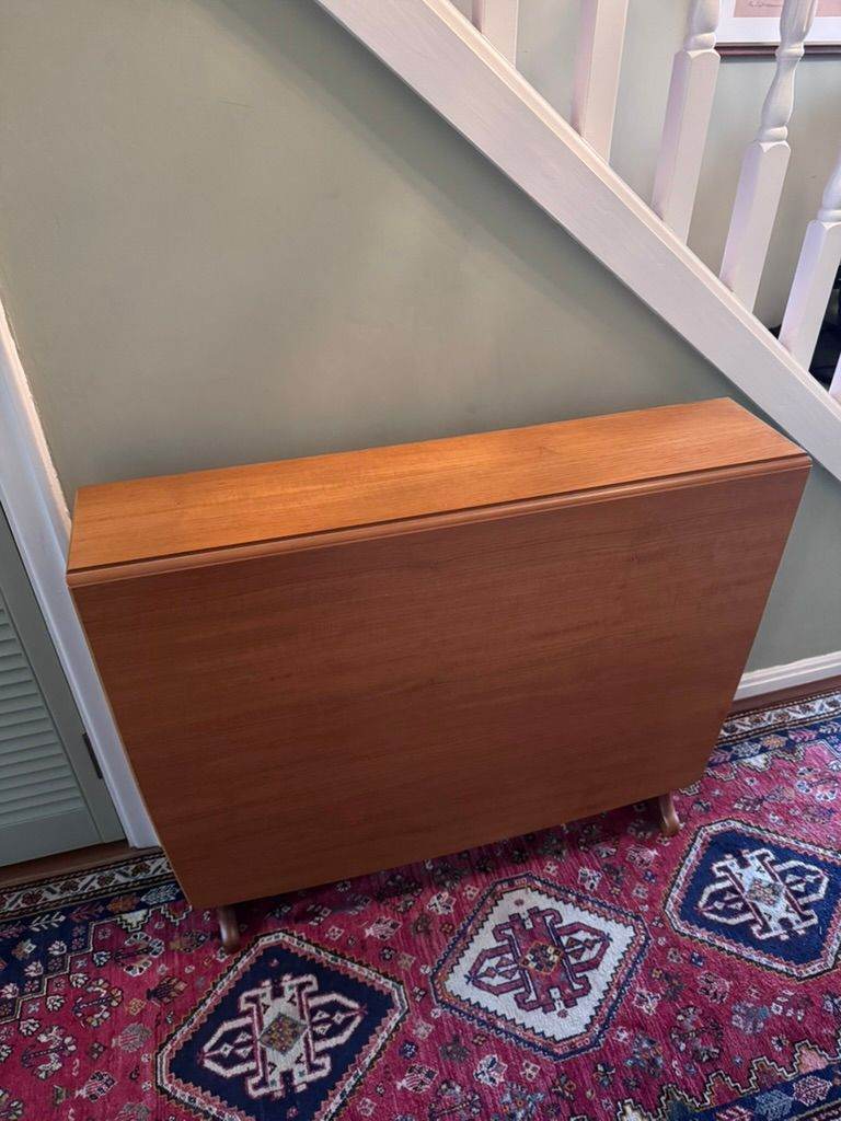 LEGATE Mid Century/Scandinavian Modern Teak Drop Leaf Dining Table