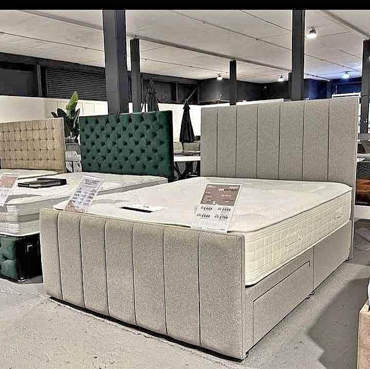 Wingback Beautiful Design Beds With Mattress -Single-Double-King-Super King Size Available Best Deal