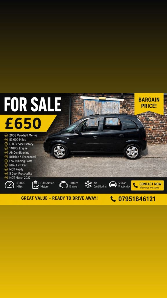 Vauxhall, MERIVA, MPV, 2008, Manual, 1364 (cc), 5 doors