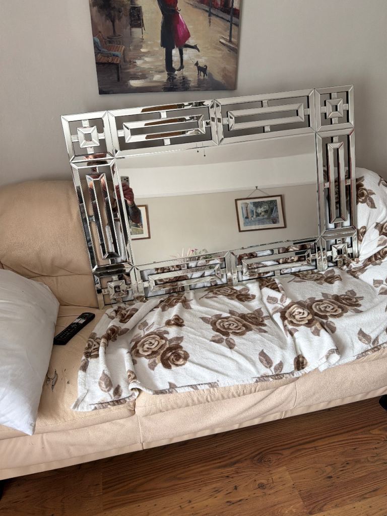 Large Silver Mirrored Wall Mirror 