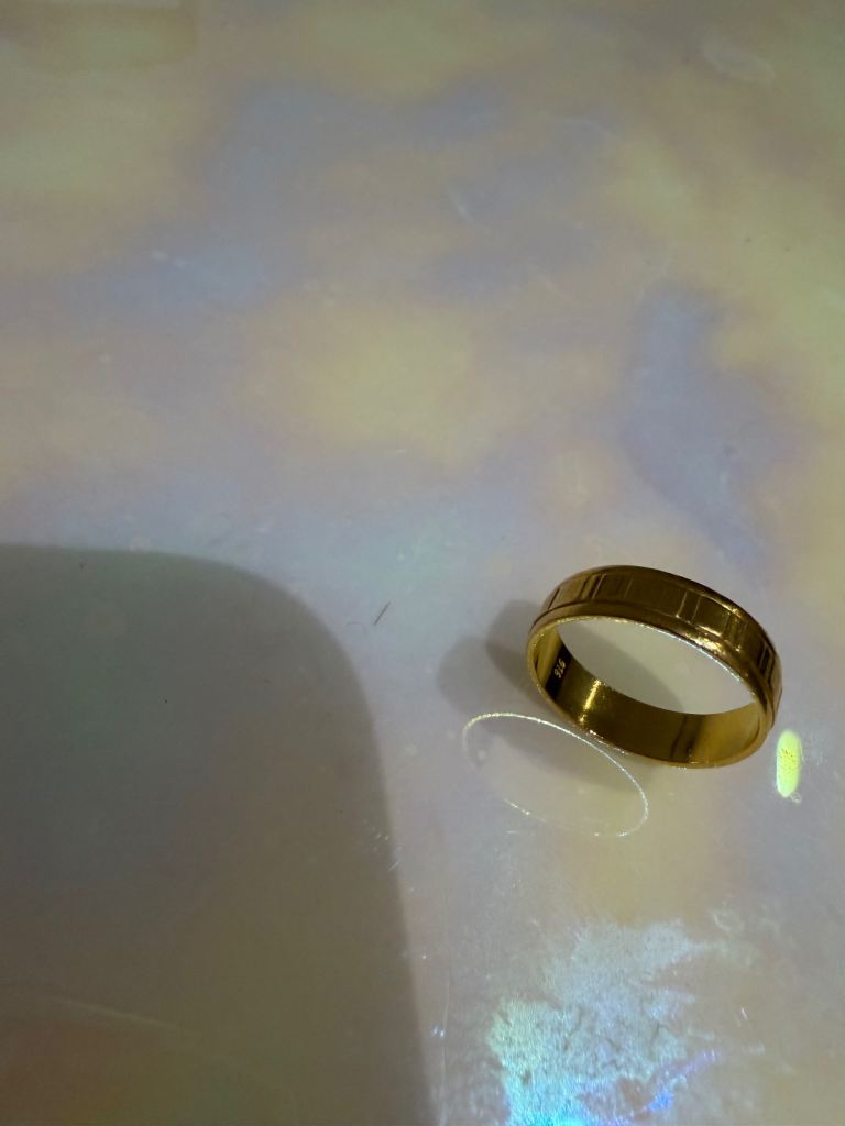 Gold Ring with Pattern 22 ct real gold size UK L EU50