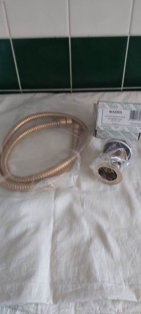 Gold /effect basin waste and shower hose 