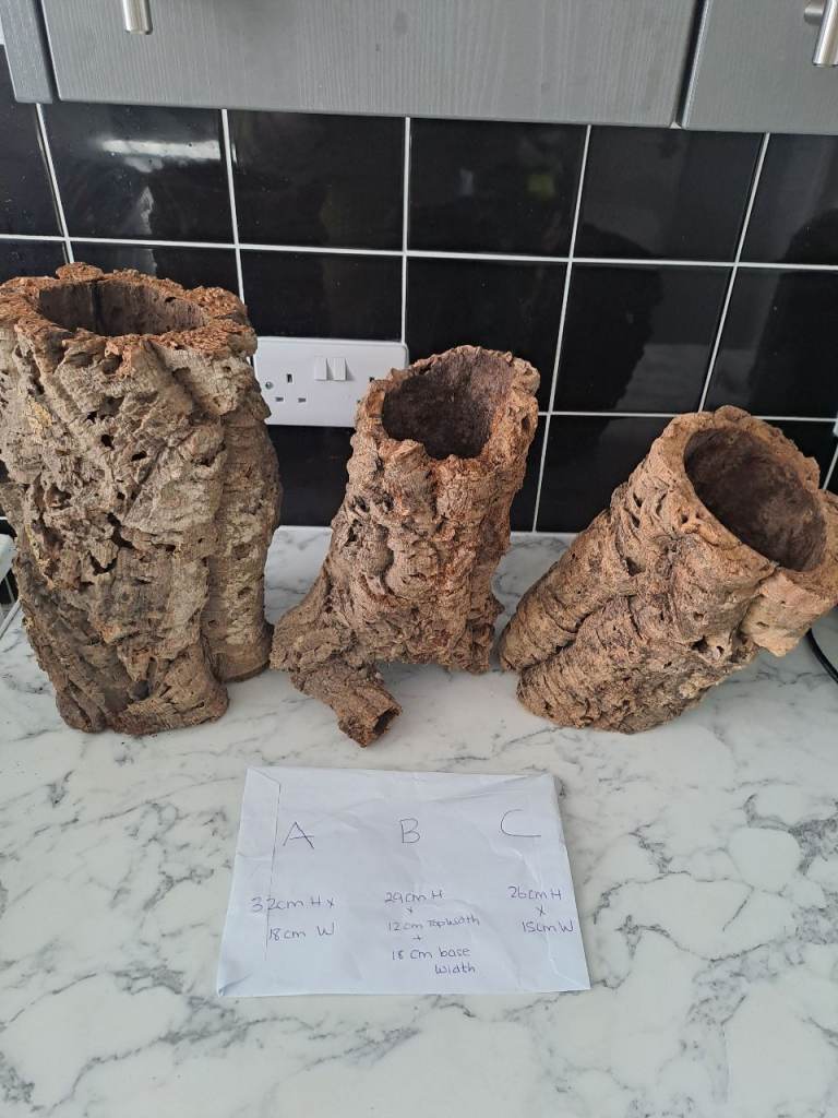 3 large piece of natural cork bark tunnel for reptiles tarantulas hamsters gerbils etc