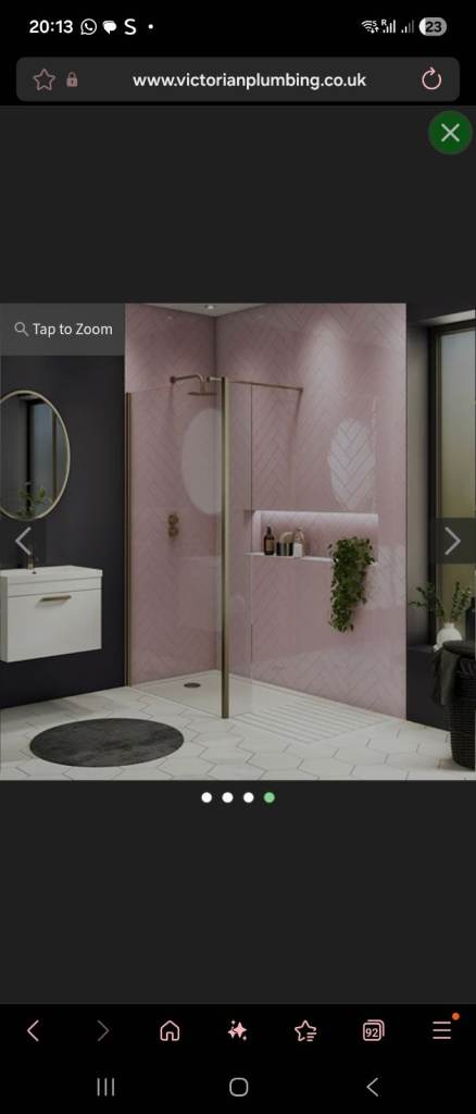 image for Arezzo 1950mm Brushed Brass Profile Wetroom Screen (215mm return)
