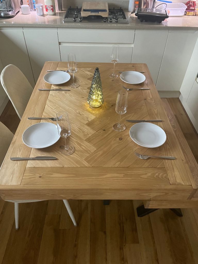 Solid Wood Dining Table with Bench