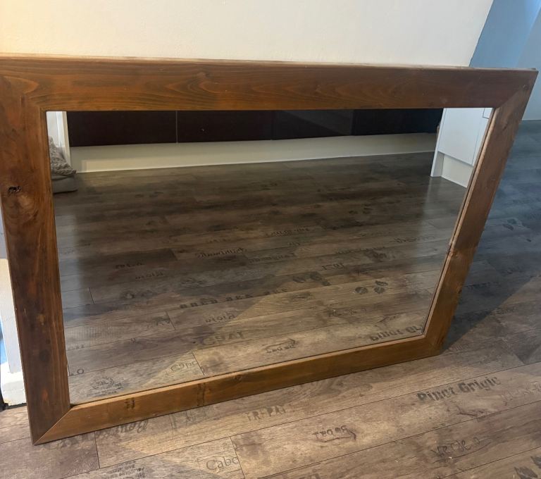 Large Wooden Frame Mirror – Good Condition