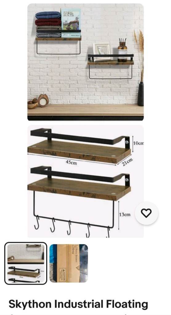Skython Industrial Floating Shelves, Wooden Rustic Shelves Set of 2,