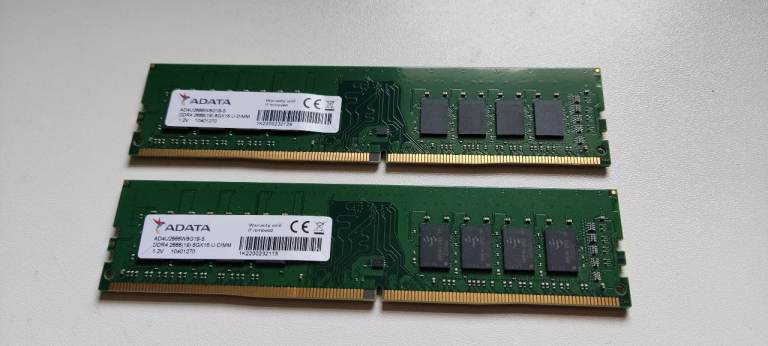 16GB RAM - 2x ADATA 8GB DDR4 2666 Desktop Ram - AD4U2666W8G19-S
