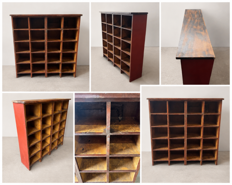 Vintage Wooden 20-Pigeon Hole / Cubby Storage Unit
