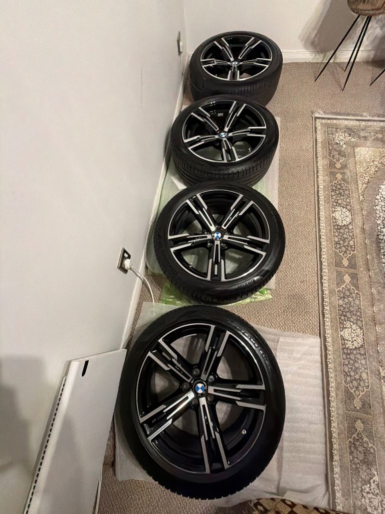 GENUINE BMW ALLOY WHEELS, "848M", FULL SET OF 4 PIRELLI CINTURATO P7 TYRES