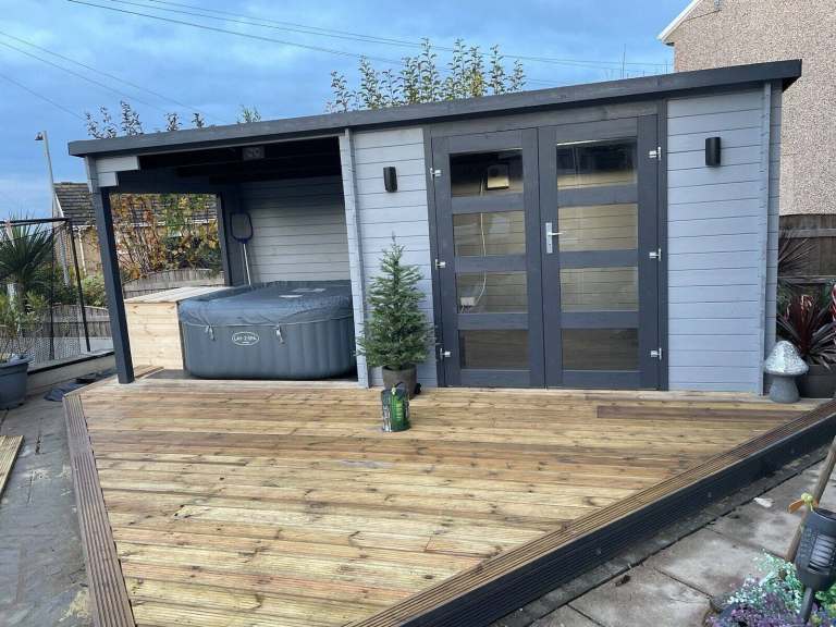 Log cabin with porch 3mx2.4m+2.4m