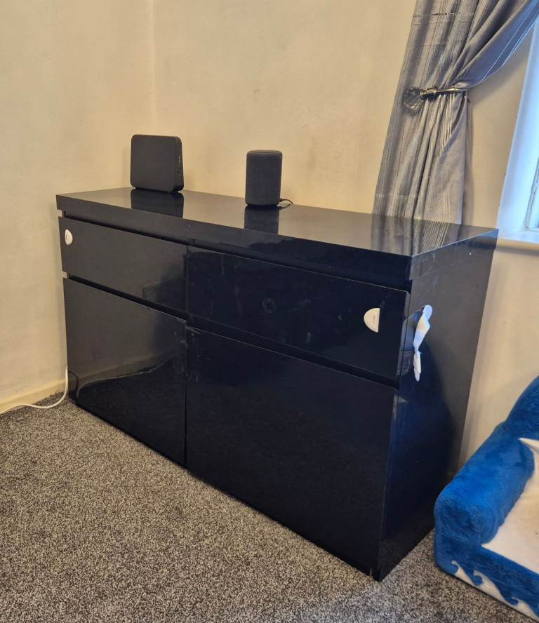 Tv unit side board black gloss