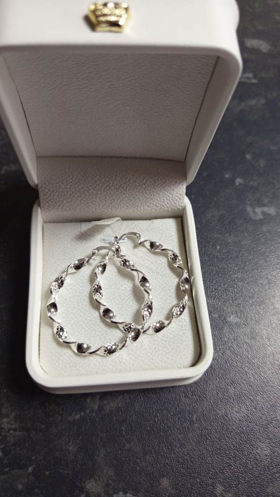 NewS925 sterling  Silver Twisted Hoop Earrings