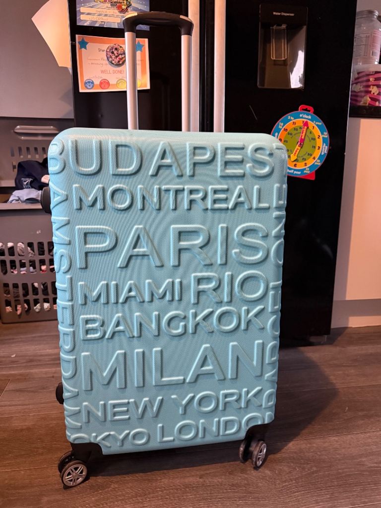 Light Blue Hard Shell Suitcase - Good Condition