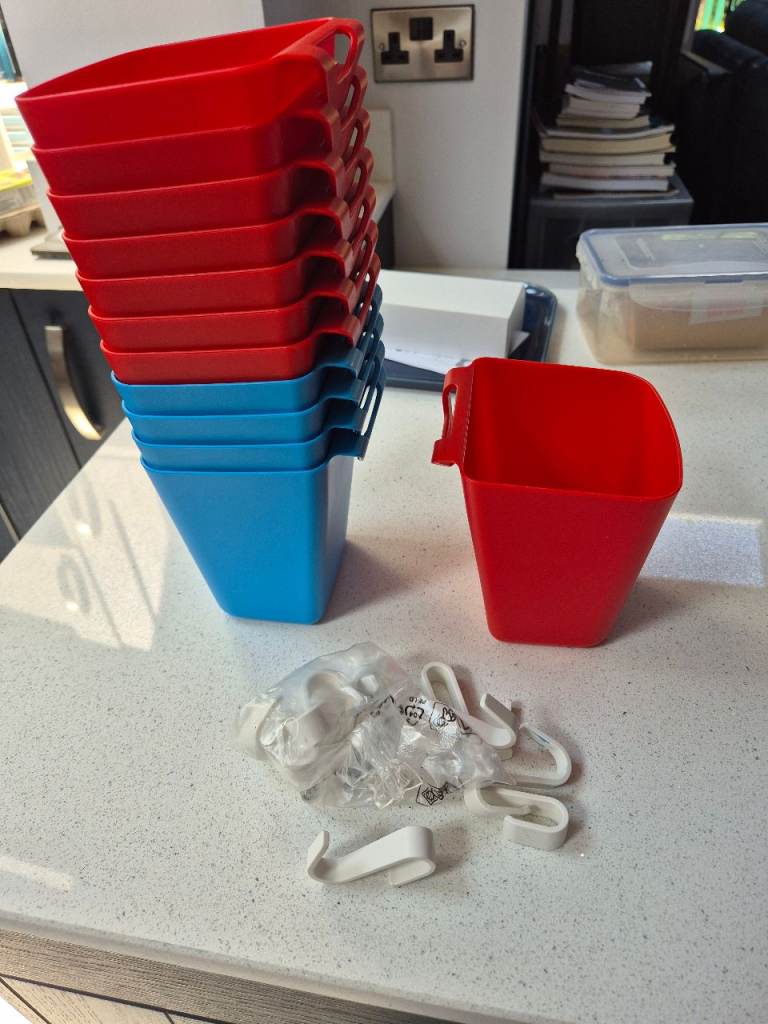 Set of 10 IKEA SUNNERSTA Storage Containers with Hooks