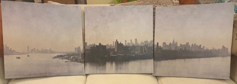 Grey Cityscape Canvas Prints - Set of 3, Good Condition