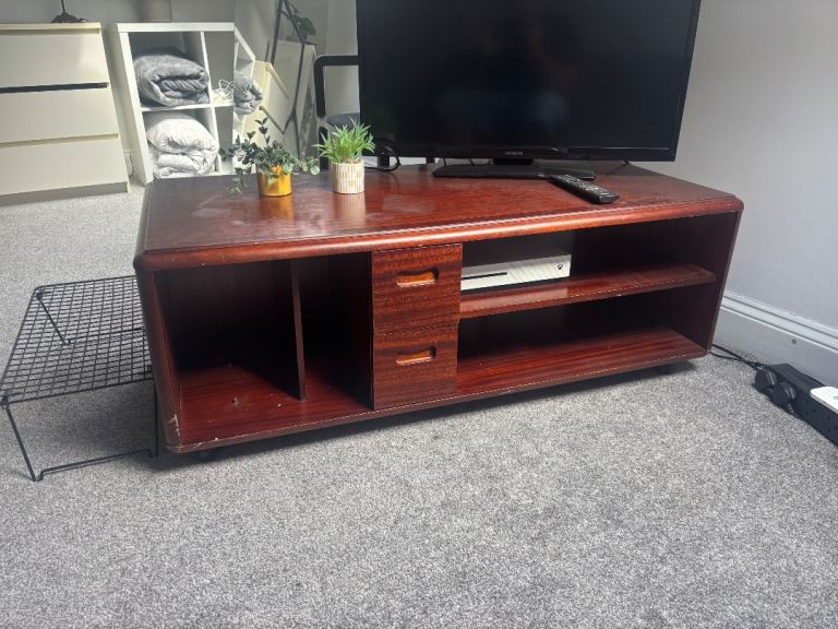 Wooden TV Stand with Storage – Good Condition