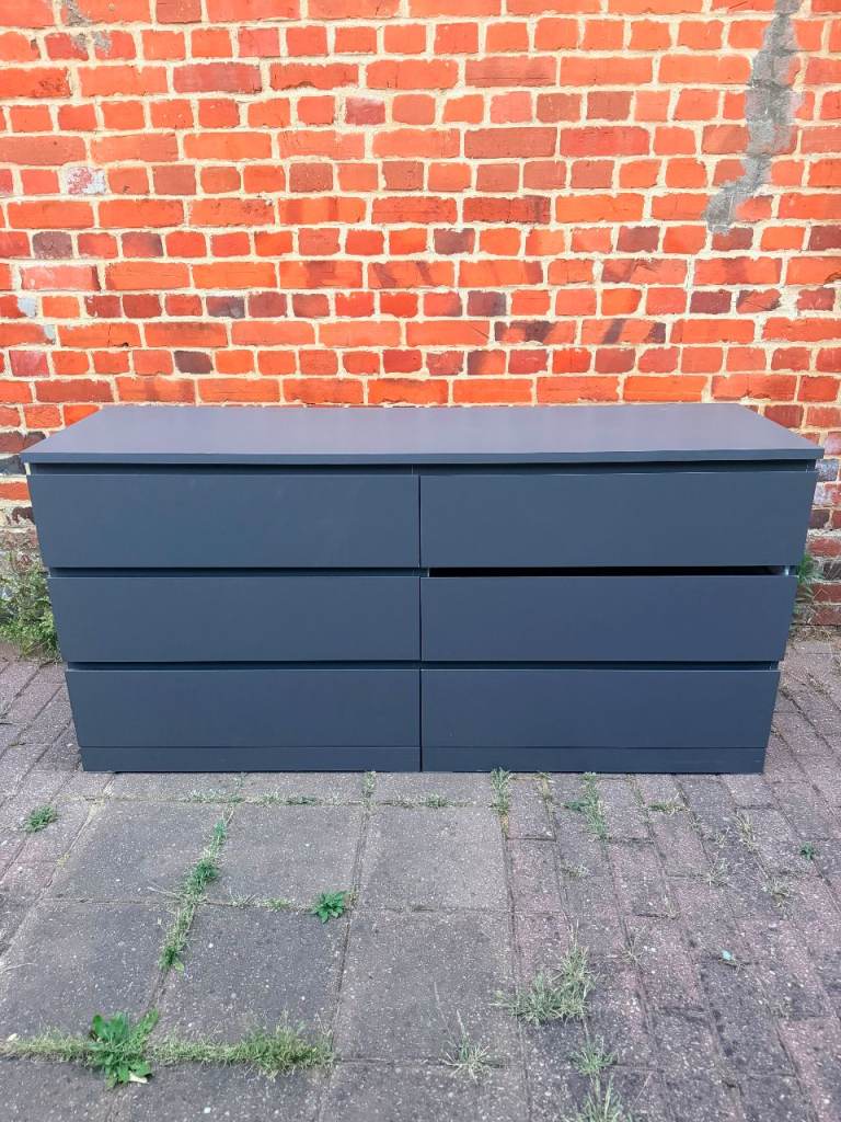 IKEA MALM 6-Drawer Dresser / Chest of Drawers - Dark Grey