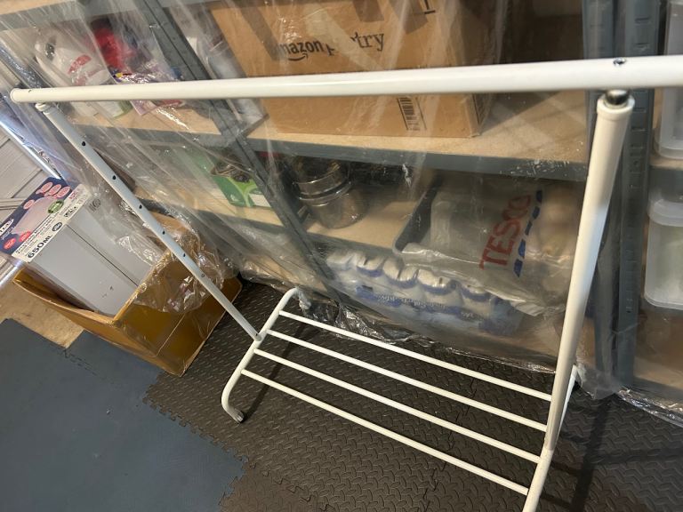 White Metal Clothes Rail with Shoe Rack – Good Condition