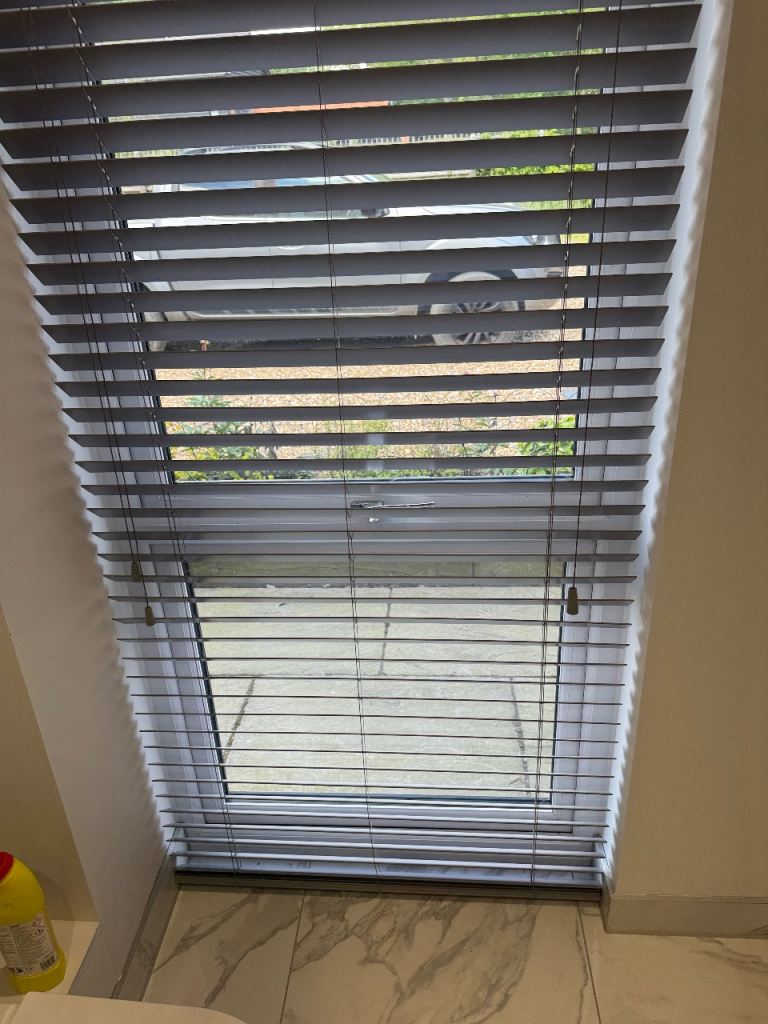 Grey PVC Faux Wooden Slatted Blinds
