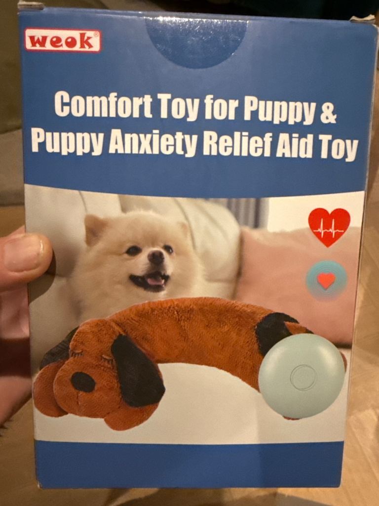 Comfort toy for puppy with heartbeat - brown soft dog toy 