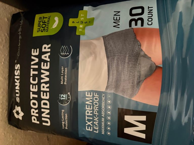 SUNKISS Men's Protective Underwear – Size M, 30 Count, New