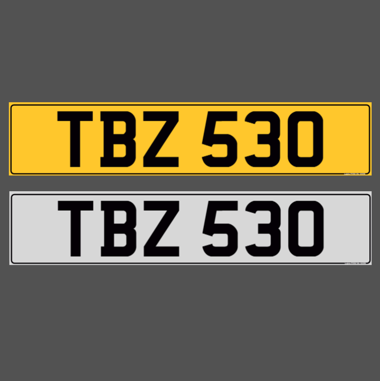 TBZ 530 - Dateless Cherished Registration Number Plate