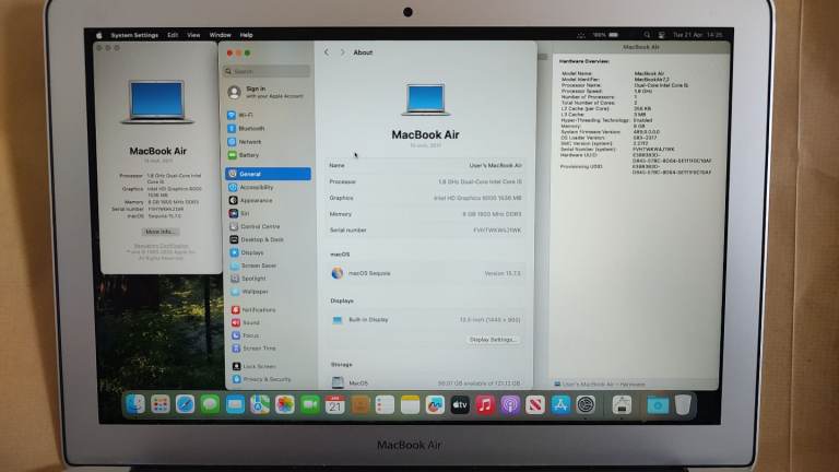Apple MacBook Air 2017 | 8GB | Intel i5 | 128 GB | 13" | Silver | MacOS Sequoia 15.7.5