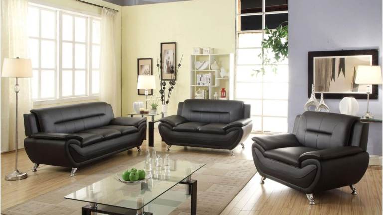 Finest Quality!✨ Brand New Shareez 3+2 Leather Sofa Set - 25% Off Sale! Free Delivery & COD !! **