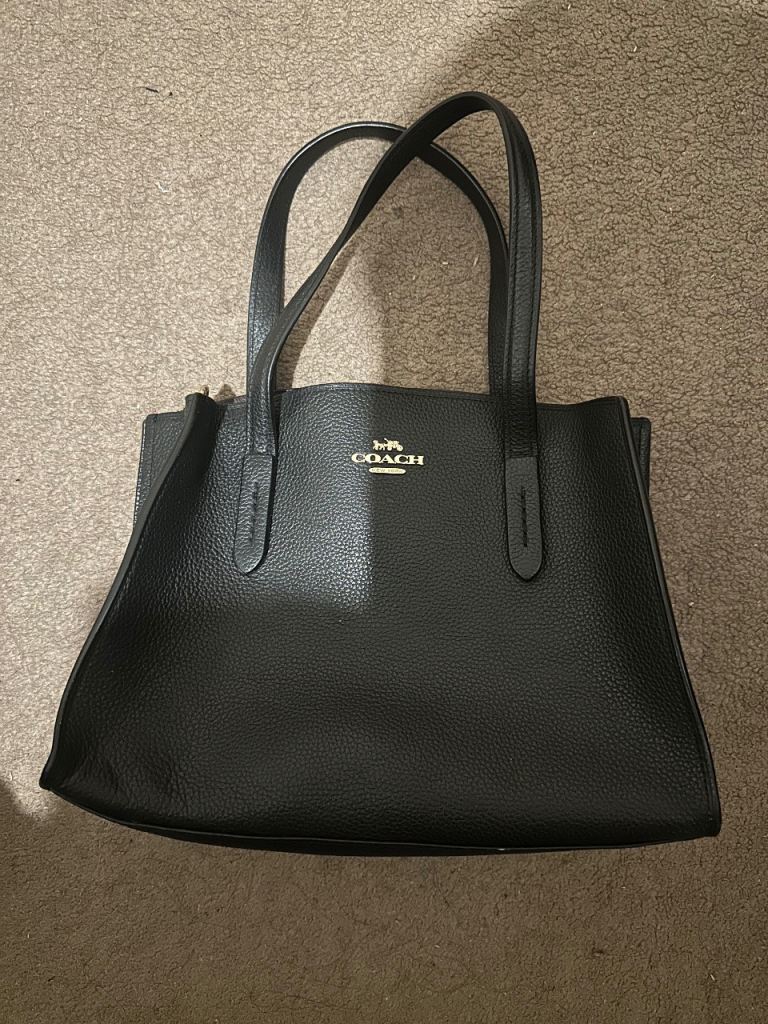 Coach Charlie Carryall in black leather tote bag with detachable strap