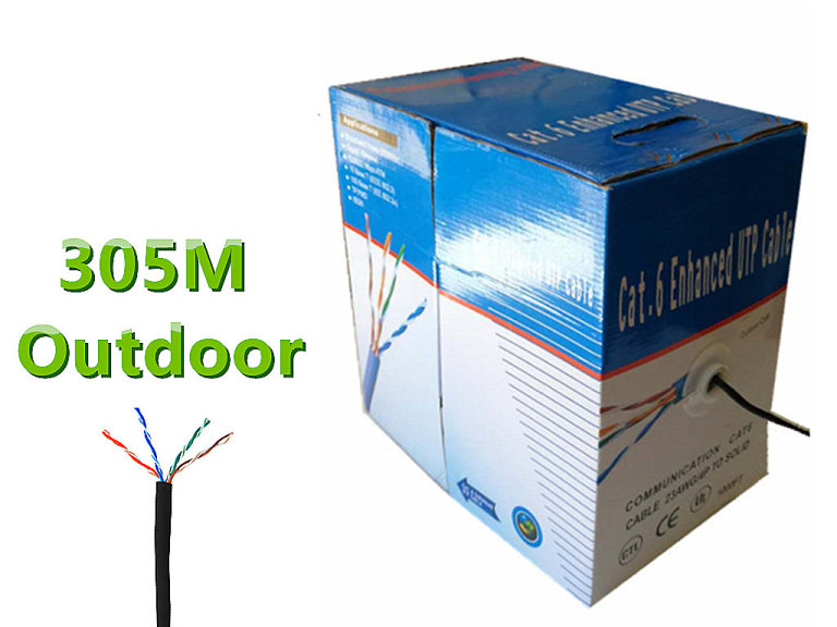 305M (1000Ft) Cat6 Outdoor CCA  UTP Network Ethernet Cable In Easy-Pull Box, For CCTV, Broadband
