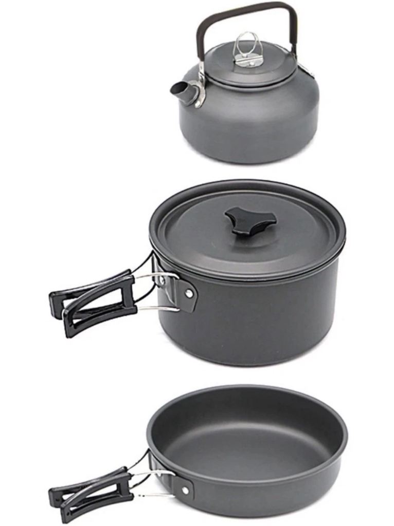 Camping Cookware Set Outdoor Cooking Pot Pan Kettle Gas Stove Kit Hiking Picnic