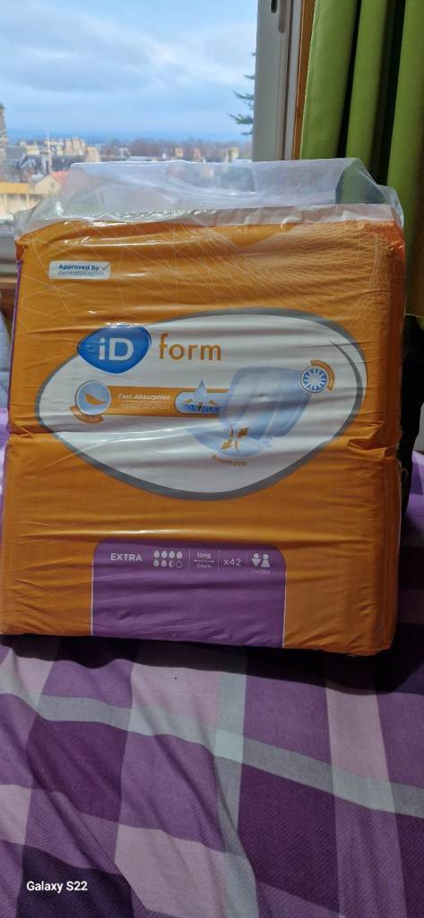 2 packs of ID Form Unisex Incontinence Pads 64 cms long