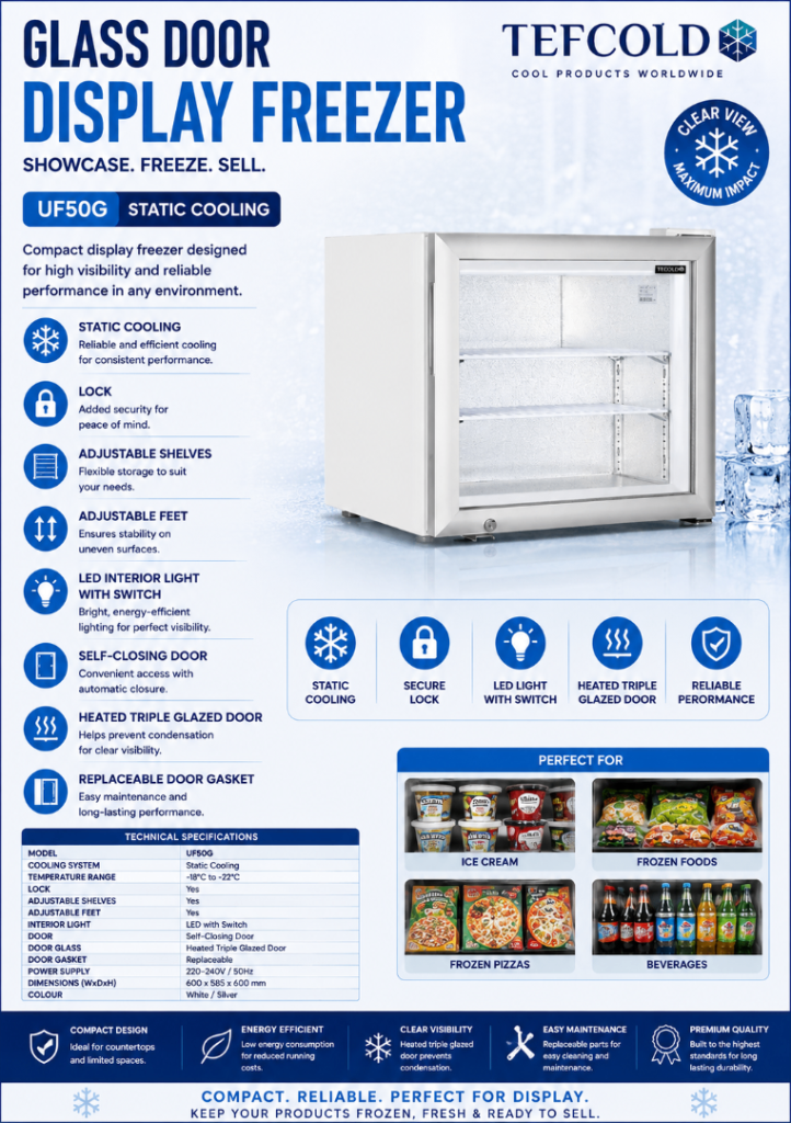 TEFCOLD UF50G Glass Door Display Freezer – New