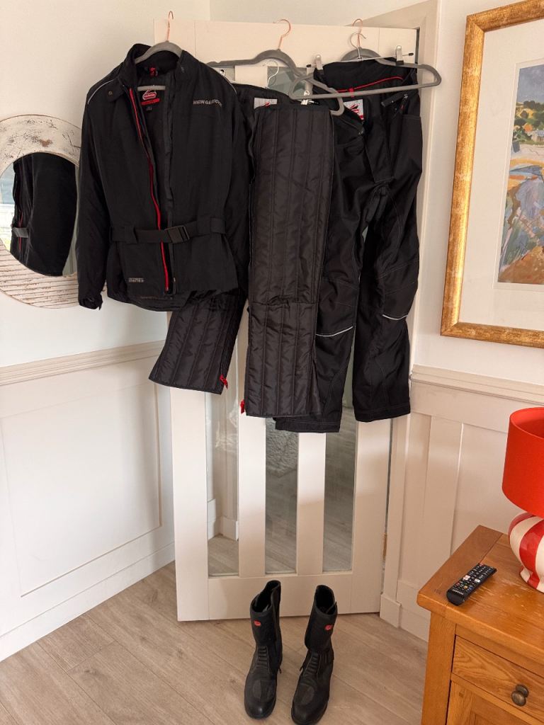 Hein Gericke ladies motorcycle Jacket, trousers, padded inners  size 38 and CE Armoured.Boots 41 