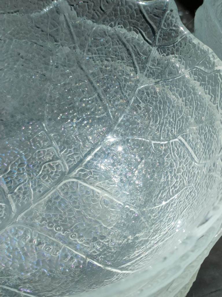 Vintage 1980s Set Arcoroc France Aspen Glass Leaf Pattern Bowls 