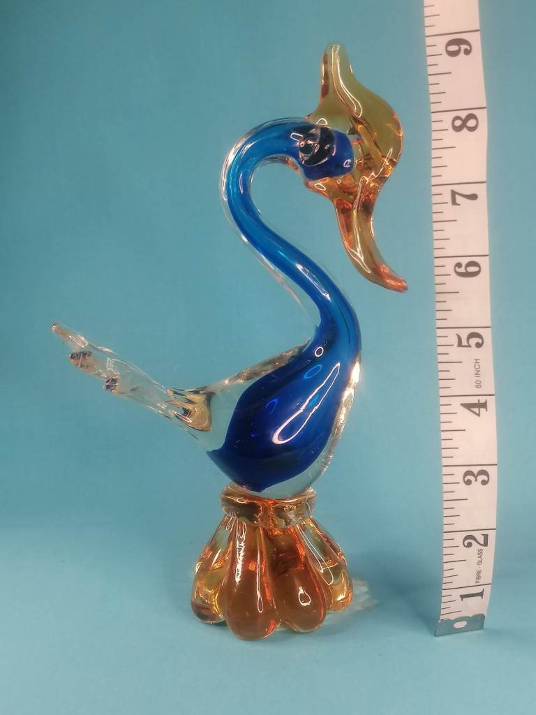 Beutiful Vintage, 9-inch authentic Murano Glass Bird. 