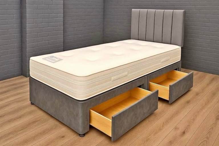 Brand new Divan 3ft Single bed base + headboard & same day delivery 
