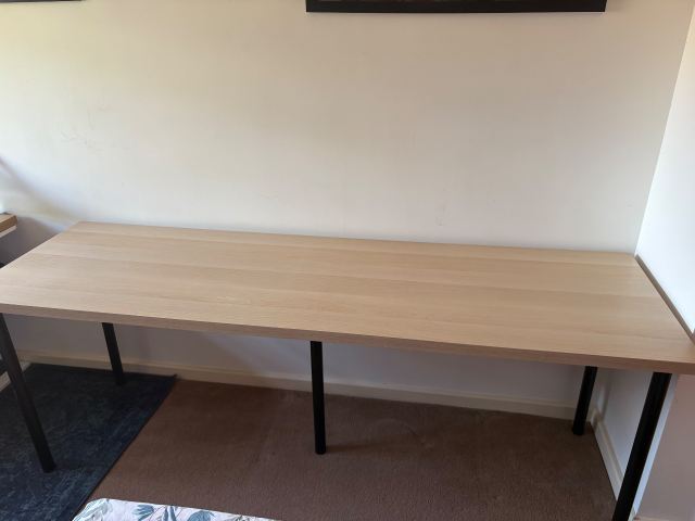 IKEA LAGKAPTEN/ADILS Desk – 200x60cm, Oak Effect / Black Legs | in 